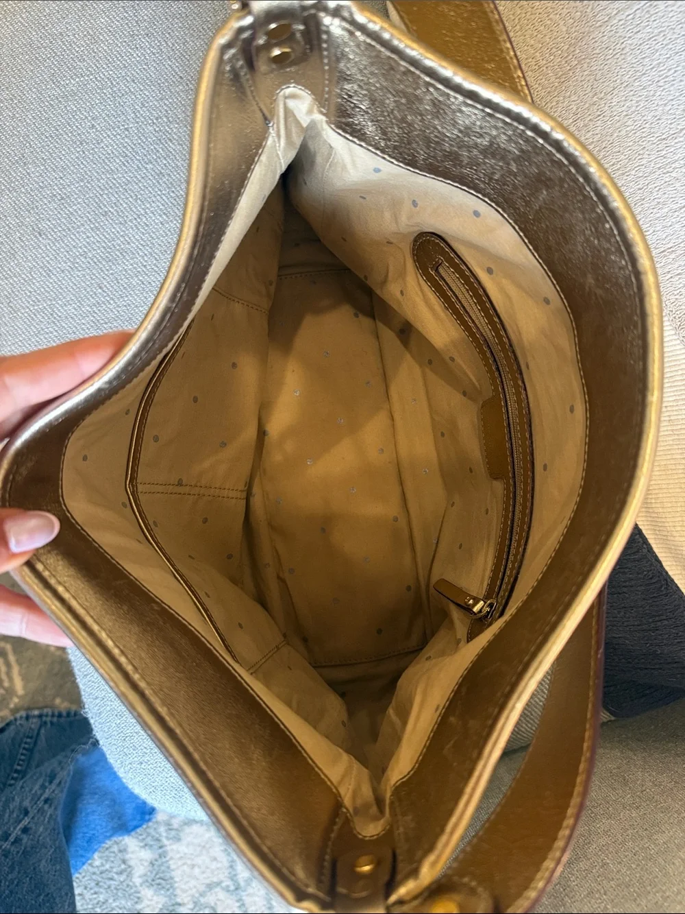 kate spade Metallic Gold Shoulder Hobo with Buckle Detail